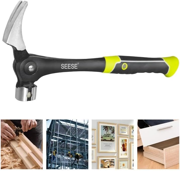 Adjustable Claw Hammer with Magnetic Nail Starter – Heavy Duty Framing Hammer for Nail Pulling, Demolition & DIY Projects