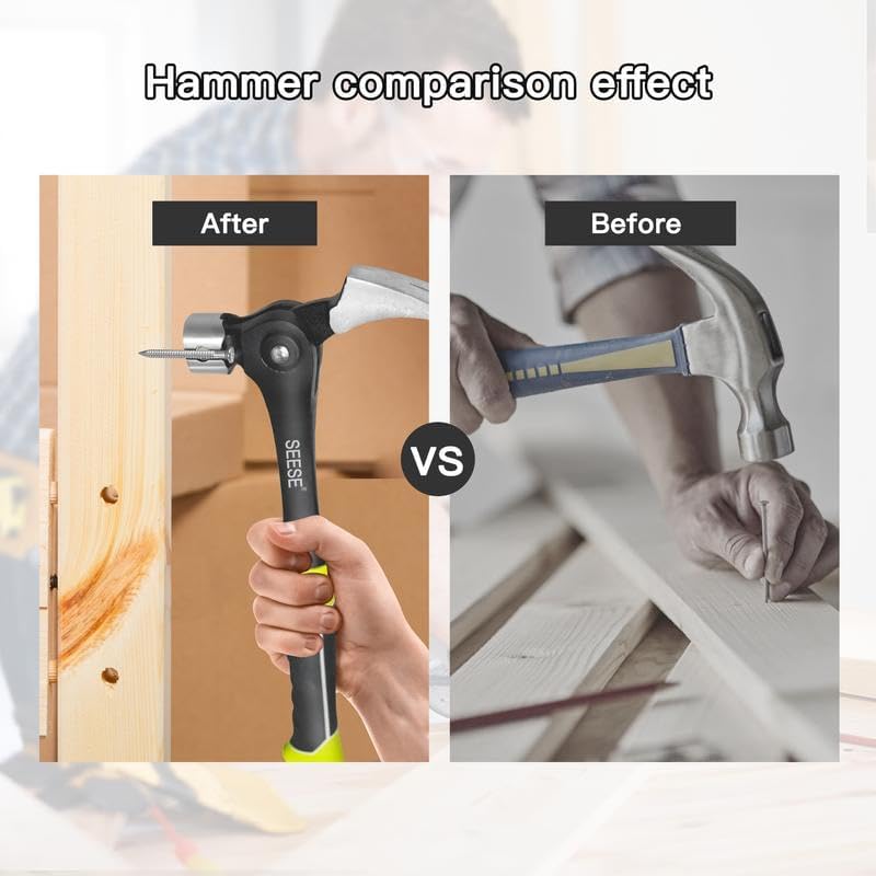 Adjustable Claw Hammer with Magnetic Nail Starter – Heavy Duty Framing Hammer for Nail Pulling, Demolition & DIY Projects
