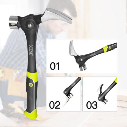 Adjustable Claw Hammer with Magnetic Nail Starter – Heavy Duty Framing Hammer for Nail Pulling, Demolition & DIY Projects